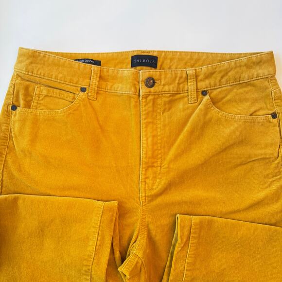 Talbots Mustard Yellow Size 10 Corduroy Straight Leg Pant High Waist Stretch - Picture 4 of 12